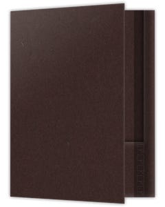 10 x 14.375 Two Pocket Presentation Folders - 4.5 inch - One Right Side Reinforced edge 0.25 expandable capacity pocket and left standard pocket with 0.25 Double score Spine - Hot Fudge Vellum 100#