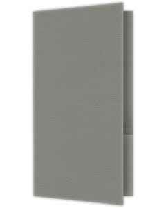 4 x 9 Two Pocket Presentation Folders - 3 Inch Angled Pocket - Sterling Gray Linen 100#