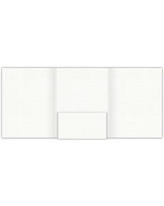 9 x 12 One 4.25 inch by 0.25 Deep Box Pocket Tripanel Folders - Pocket glued both right and left sides with double .3125 Double score spines between Right and center and left and center panels - Bright White Linen 100#