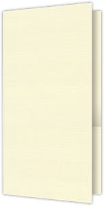 Natural White Linen 100lb 4 x 9 Mini Two Pocket Folders with 3 Inch Angled Pockets