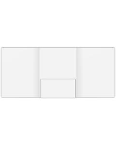 9 x 12 One 4.25 inch by 0.25 Deep Box Pocket Tripanel Folders - Pocket glued both right and left sides with double .3125 Double score spines between Right and center and left and center panels - White SemiGloss 12pt C1S
