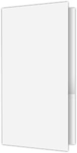 White Semi-Gloss 14pt C2S 4 x 9 Mini Two Pocket Folders with 3 Inch Angled Pockets