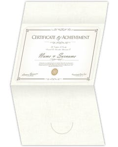 Both Landscape and Portrait 9.5 x 12 Certificate Holder Certificate Covers & Holders - Fold Up with closure notch - White Hopsack 90#