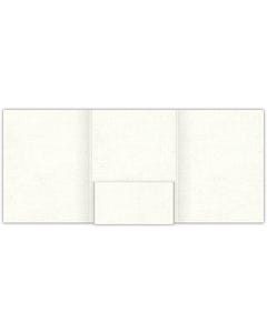 9 x 12 One 4.25 inch by 0.25 Deep Box Pocket Tripanel Folders - Pocket glued both right and left sides with double .3125 Double score spines between Right and center and left and center panels - White Hopsack 90#