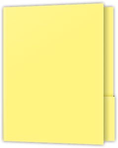 9.5 x 12 Two Pocket Capacity Folders - 4 inch Tall 0.125 inch Deep box pockets with 0.375 inch Double Score Spine - Canary Smooth 140#