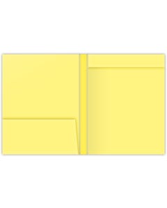 9 x 11.5625 One pocket Folder with Document tab with a 3.9375 tall left pocket with a 1 Triple score spine and 1 fold over document tap to hold 2.5 or 4.25 Paper fasteners sold seperately Canary Smooth 140# File Tab File Folders --