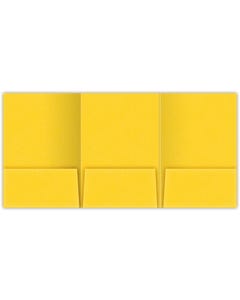 Mini 5.8125 x 8.75 Tripanel Folders - Half Size Tripanel Folder with Three 3 inch tall right pockets with a .125" double score spine between left and center panel Center pocket is unglued - Lemon Drop Vellum 100#
