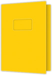 Staple Cover 8.5625 x 11.25 Report Covers Folders - 2 x 4 window - Triple score spine - Yellow Vellum 80#