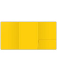 Mini 4 x 9 Half Size Tripanel Folder w/One 3 Inch Tall Right Pocket - Yellow Vellum 80#