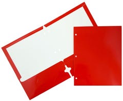 Red Glossy 3 Hole Punch Folders