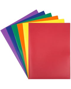 Assorted Primary Plastic Pop Folders A4 - Pack of 6