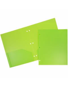 Lime Green Plastic Heavy Duty 3 Hole Punch Folders
