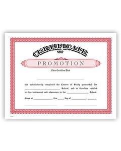 "Promotion" Red Preprinted 8 1/2 x 11 Certificate