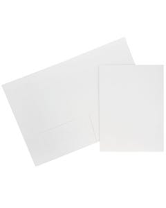 9 x 12 Two Pocket Presentation Folders - Square Corners - Bright White Linen 100#
