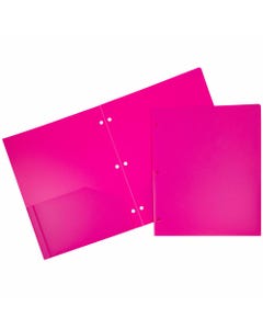 Pink Plastic Heavy Duty 3 Hole Punch Folders