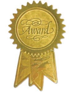 Embossed Foil Seal (1 1/4 x 2) - Gold Award Ribbon