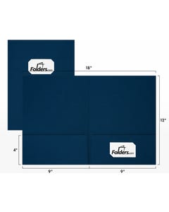 9 x 12 Presentation Folder with Front Cover Center Card Slits - Nautical Blue Linen