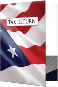 Flag with Tax Return Patriotic 9 x 12 Presentation Folders